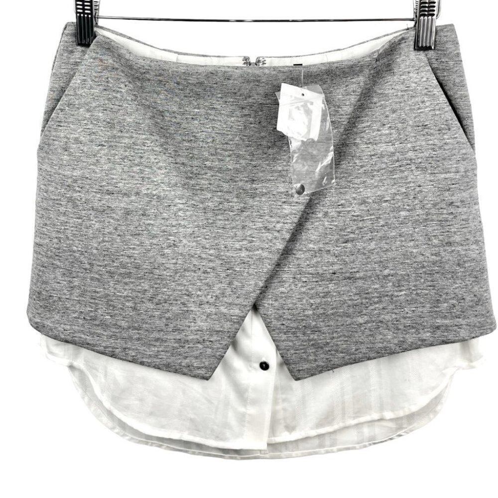 NEW Intermix Emilia Grey Shirt Detail Mini Skirt Size S - Picture 2 of 7